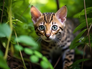 Naklejka na ściany i meble Bengal Kitten exploring the nature(Generative AI)