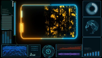 Solid state powerful battery laser border orange blue loop energy and fast charge 100 percent