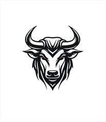 BULL head silhouette symbol, simple bull logo design