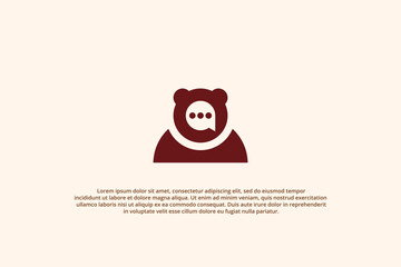 logo bear chat bubble message red