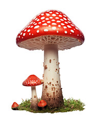 Red mushroom Fly agaric (Amanita muscaria) isolated on transparent or white background, png