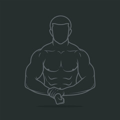 Portrait of a muscular strong shirtless male bodybuilder vector illustration design