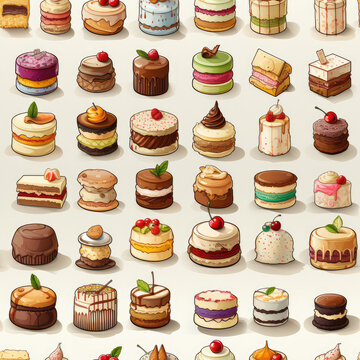 Pastries seamless repeat pattern cute cartoon
