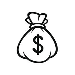 Dollar Money Icon with Bag. Vector Illustration.