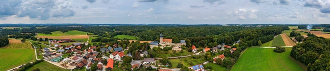 Bird's-eye view of Zwernitz Castle in the village of Wonsees/Germany in Upper Franconia