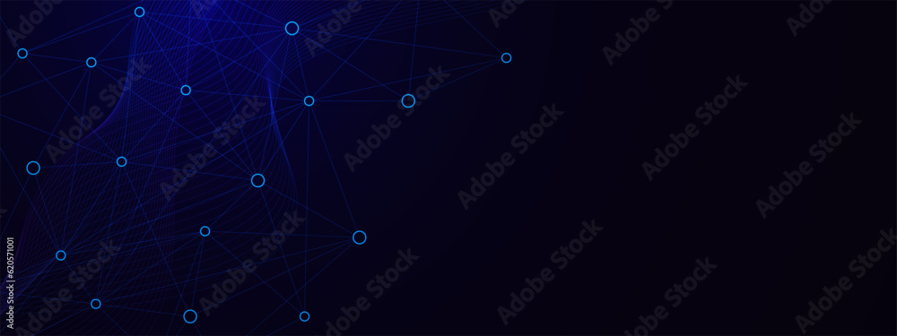 Poster abstract connecting lines and circle lines. big data visualization, social networking and digital co