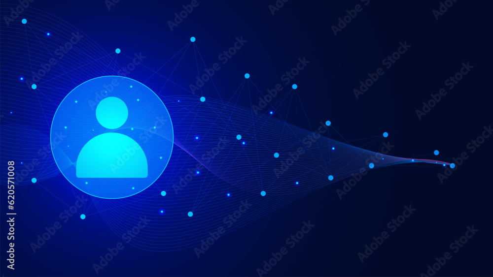 Poster abstract network structure for business leadership concept with people icon, connecting dots and lin