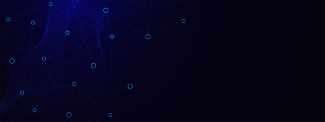 Abstract connecting lines and circle lines. Big data visualization, social networking and digital communication technology concept background.