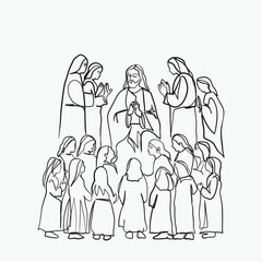 Continuous line drawing of Jesus Christ vector illustration Bible words