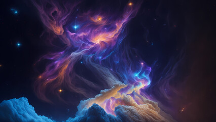 Stellar Chromatic Symphony: A Multicolored Celestial Nebula