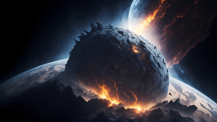 a planet is on the verge of destruction, a meteorite falls on it