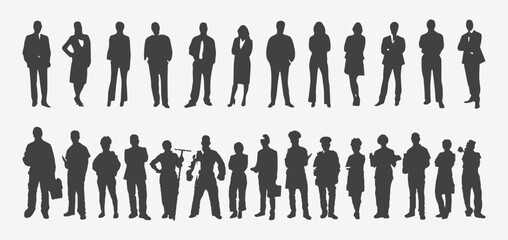 Silhouettes of Professional Businessmen and Workers, Empowering Success and Collaboration