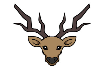 Deer animal head cartoon wildlife face character art