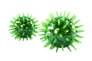 green microbes or viruses round, drawing isolated on white or transparent background as png, generative ai