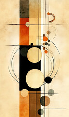 Deconstructed modern style abstract painting represented with geometric shapes.  generative AI