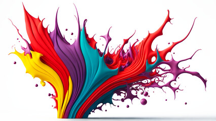 Obraz premium Abstract color splash isolated on white background,AI Generative