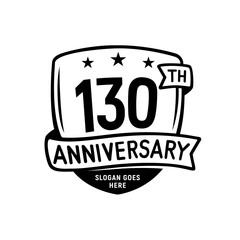 130 years anniversary celebration shield design template. 130th anniversary logo. Vector and illustration.