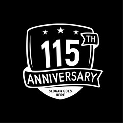 115 years anniversary celebration shield design template. 115th anniversary logo. Vector and illustration.