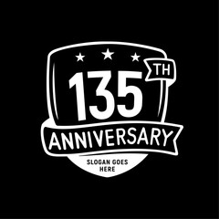 135 years anniversary celebration shield design template. 135th anniversary logo. Vector and illustration.