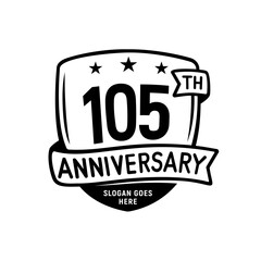 105 years anniversary celebration shield design template. 105th anniversary logo. Vector and illustration.