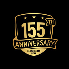 155 years anniversary celebration shield design template. 155th anniversary logo. Vector and illustration.