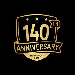 140 years anniversary celebration shield design template. 140th anniversary logo. Vector and illustration.
