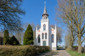 Fototapeta na wymiar Vvangelical Lutheran church Nieuwe-Pekela, Groningen province, The Netherlands || Evangelisch-lutherse kerk in Nieuwe-Pekela