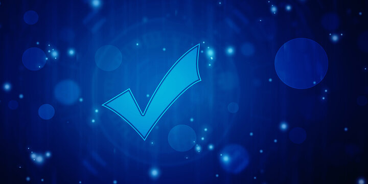 Check mark symbol in digital background, Technology abstract background, Tech Futuristic Check Mark Symbol