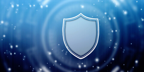 Fototapeta premium Protect and Security concept. Digital Shield on abstract technology background, Cyber security and information or network protection. Future technology web services for business and internet project