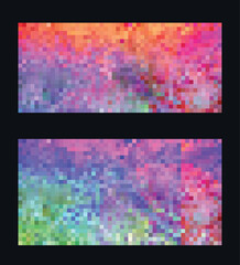 Pixel Art design - colorful mosaic background. Set of template. Vector clipart 