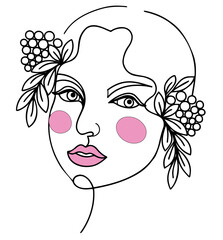gerl face, woman, eyes, flower, hair, lips, fashion, beauty, art, sketch, drawing