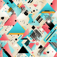 Memphis abstract seamless repeat pattern, modern colorful 3d
