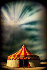 A Large Circus Tent Under A Cloudy Sky