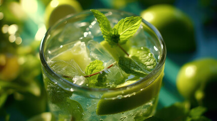 Vibrant and refreshing drink with lime and mint