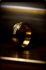 A Close Up Of A Wedding Ring On A Table
