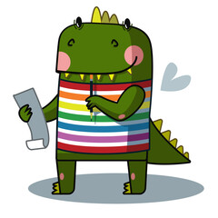 
funny green dragon hold bill