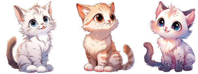 Fototapeta Cute cat Illustrations for Playful Paws Trendy Adorable Designs, cartoon cute animal isolated on a transparent background, generative ai obraz