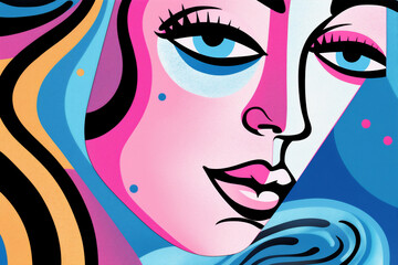 poster woman graphic face modern fashion cubist cubism competition abstract portrait. Generative AI.