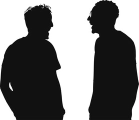 silhouette of two men laughing, friendship concept