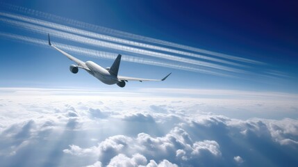 airplane flying above clouds