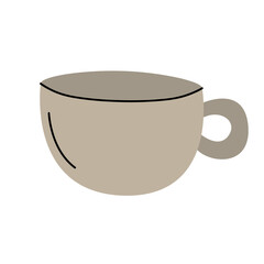 Flat illustration of mug hot coffee isolated on white background.