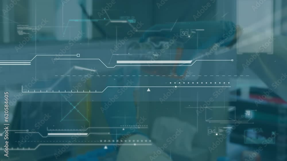 Poster animation of scientific data processing over laboratory