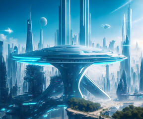 Futuristic Space City on a distant planet