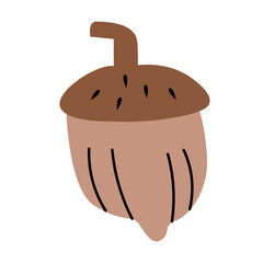 Simple Vector illustration of brown acorn on white background