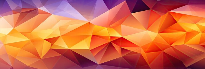 Geometric Lines Abstract Crystalline Orange Yellow Purple Panoramic Background. Generative AI