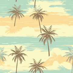 Plakat Seamless Colorful Hawaii Palms Pattern. Seamless pattern of Hawaii Palms in colorful style. Add color to your digital project with our pattern!