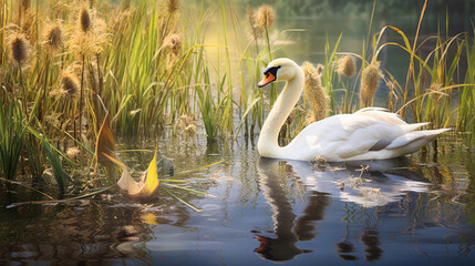 Fototapeta premium swan on the lake