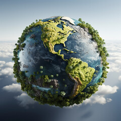 Fototapeta premium green globe, tomorrow's world green, wish earth, AI generated