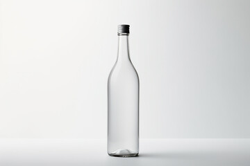 Simple glass bottle on a gray background. Generative AI