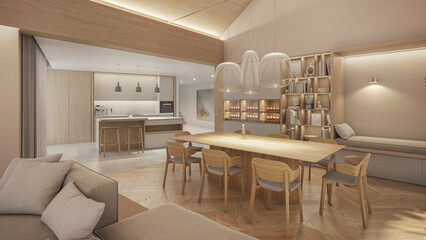 Dining room with kitchen